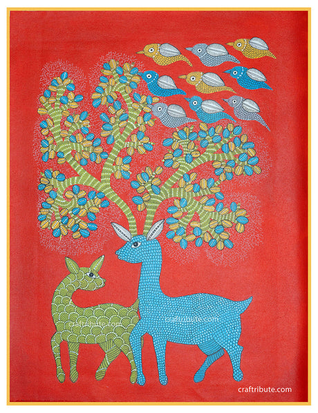Gond Painting – Red