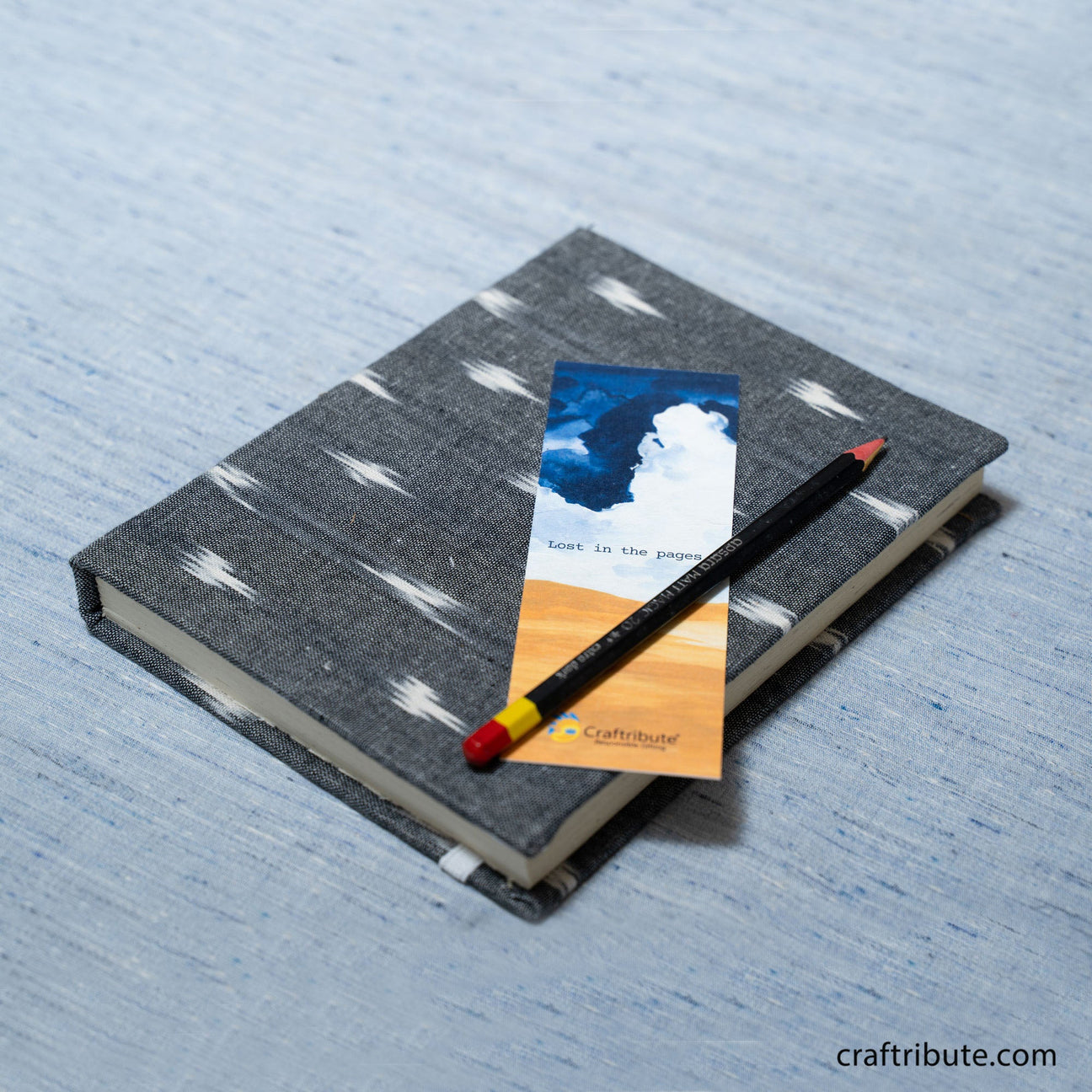 Eco friendly Handmade Paper Diary with single grey ikat cover