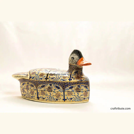 Hand painted Papier Mache Duck shaped trinket box inspired from the local Mallard spicies