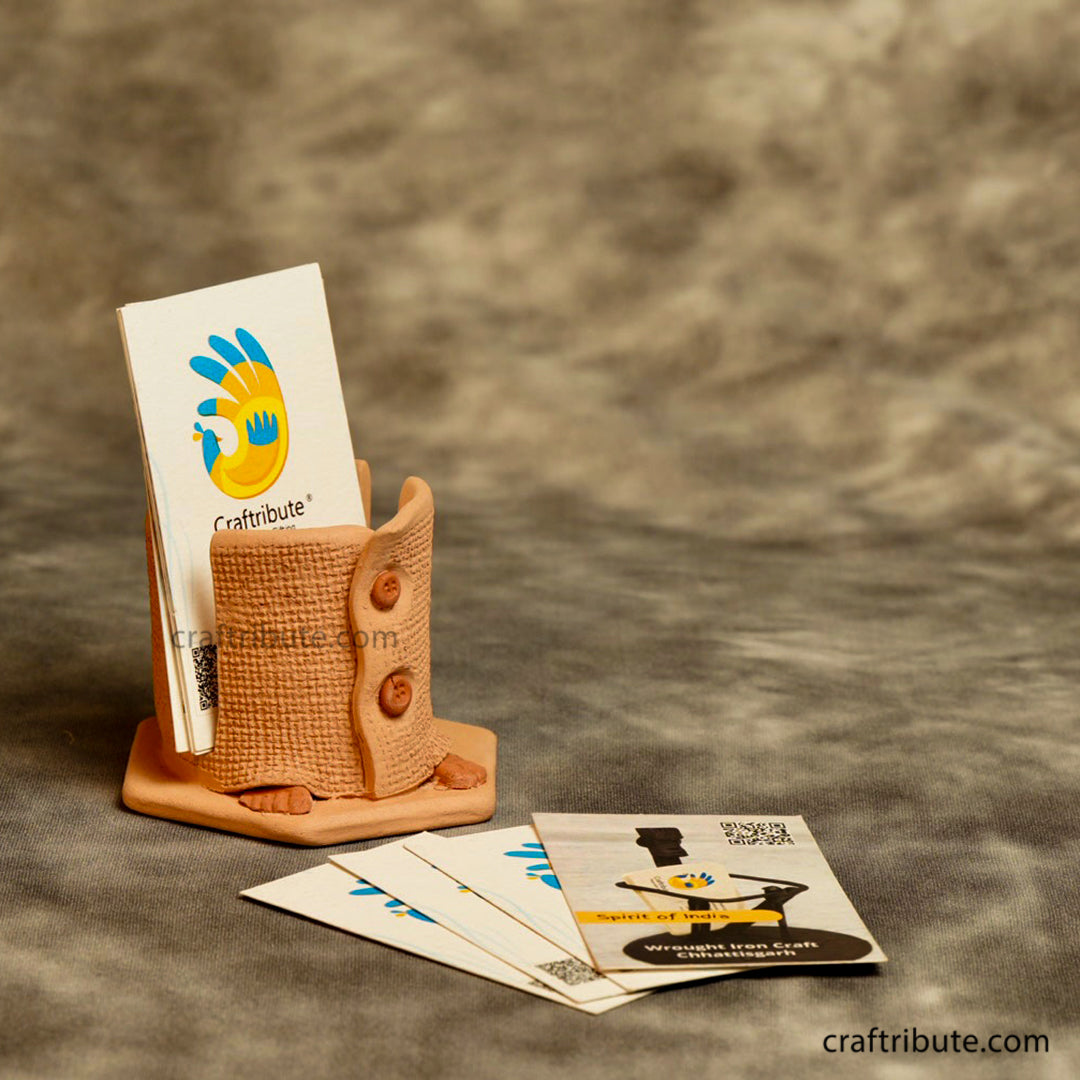 Handcrafted Terracotta Visiting Card Hodler with Craftribute Visiting Cards