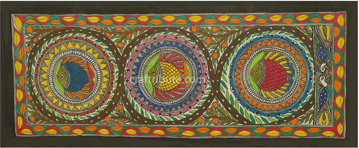 Madhubani Painting – Fish -Centre of Life