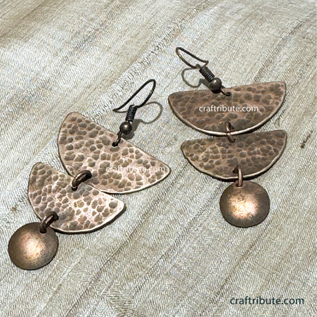 Handcrafted Copper Earrings | Craftribute | 3 Semi Circles