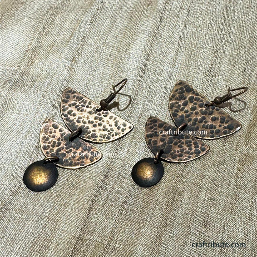Handcrafted Copper Earrings | Craftribute | 3 Semi Circles