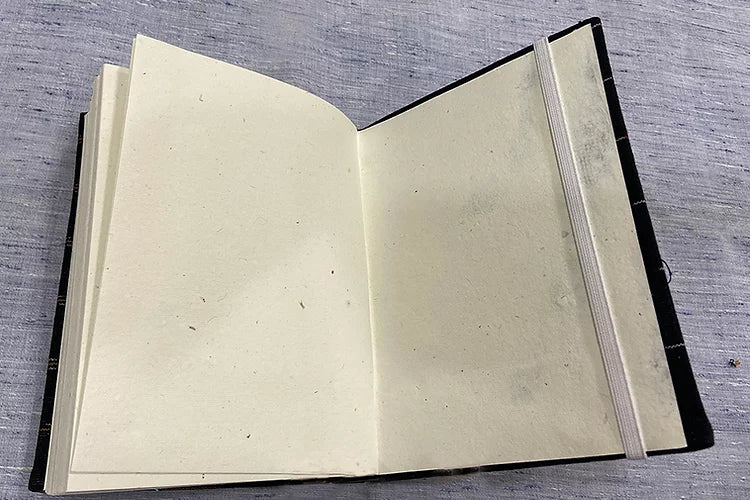 Handmade Paper Notebook with elastic band – Golden Triangles