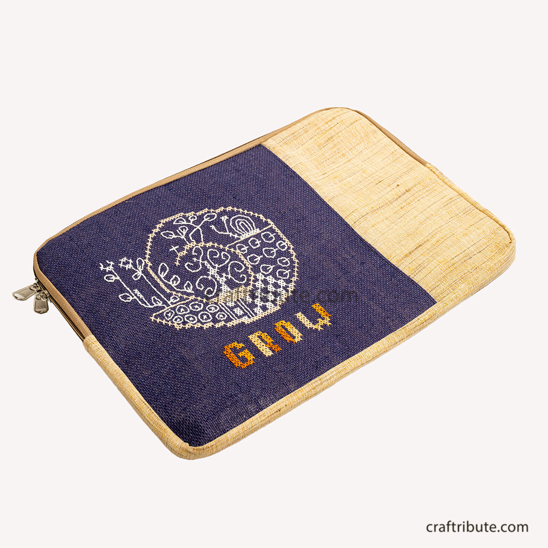 Craftribute Kamli Tribes Jute Cotton 16 inches Laptop Sleeve Grow