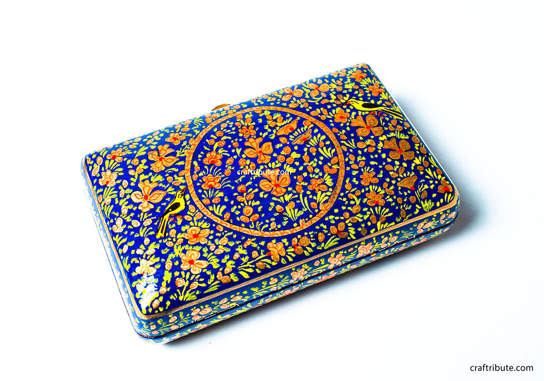 Hand painted Kashmir Naqashi Clutch – Blue