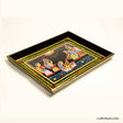 Tikuli Art hand-painted tray from Patna, Bihar, depicting a joyful riverside scene