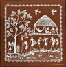 Authentic Tribal Warli Painting | Craftribute | Tree & House | Wall Decor 30 cm x 30 cm