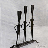 Wrought Iron 'We are a Family' design candle stand with by tribal artisans from Bastar, Chhattisgarh 