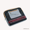 Hand embroidered Jute 11" iPad/Tablet Sleeve with zip pocket in classic Black, Grey & Red