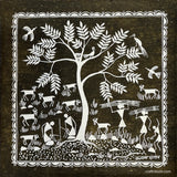 Authentic Warli Painting | Craftribute | Tree & Sheep | Wall Decor 30 cm x 30 cm