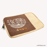 Combination of Jute & Cotton 16" Laptop Sleeve with inspiring hand embroidered  design