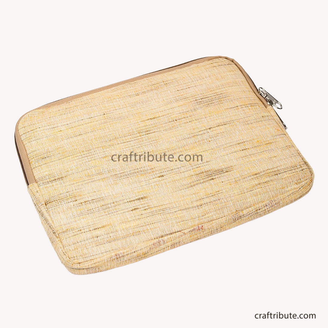 Back side of the 11" iPad/Tablet sleeve in Jute Cotton - Beige colour