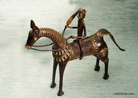 Dhokra Decorative Horse With Rider