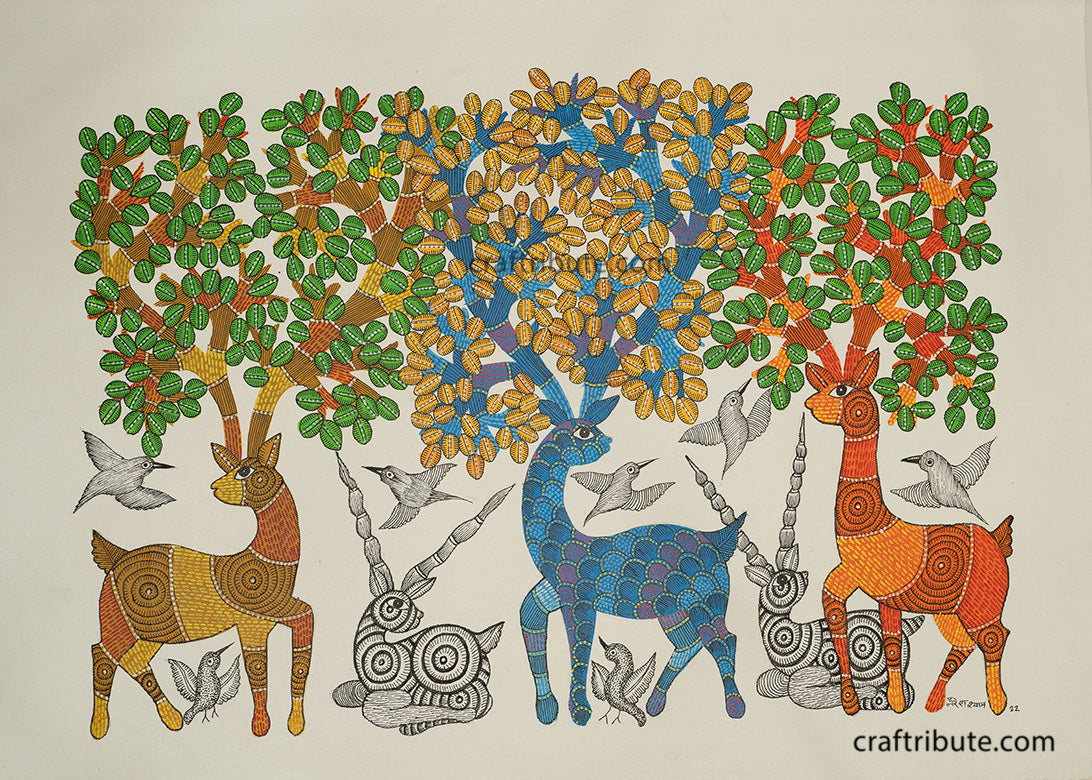 Tribal Gond Painting on Canvas