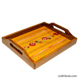 Tribal Hand embroidered Sagwan Wooden Serving Tray with acrylic sheet