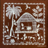 Tribal Warli Painting | Craftribute | Palm Tree and House | Wall Decor 30 cm x 30 cm
