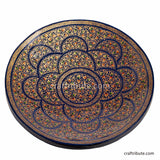 Paper Mache handcrafted and hand painted centre plate in Blue and Golden