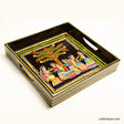 Hand-painted Tikuli Decorative tray with artistic design of friends having a fun time under a tree.