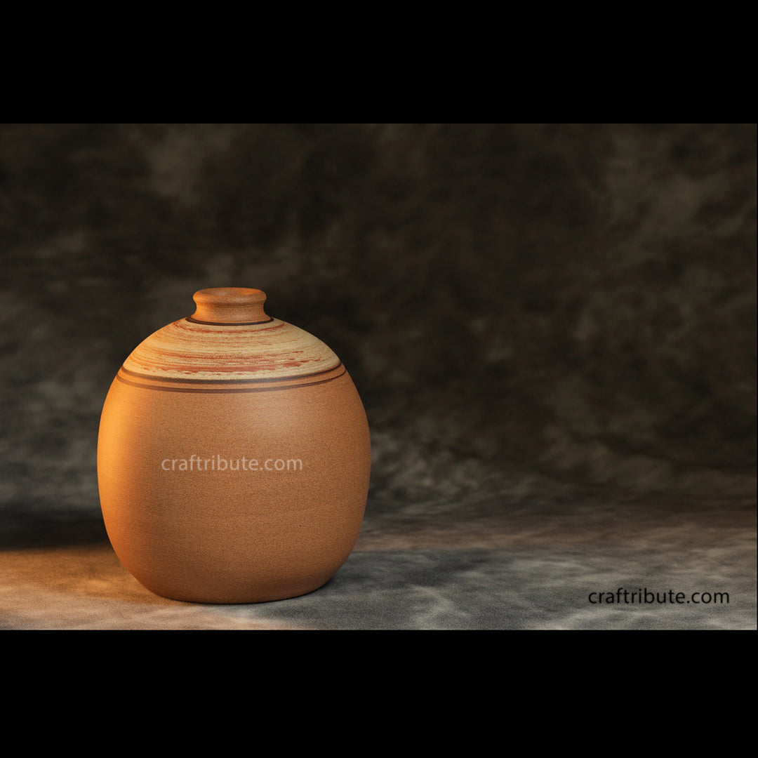 Craftribute | Terracotta Vase | Round |  16 cm(Height) x 8 cm(Base) x 3 cm(Opening)