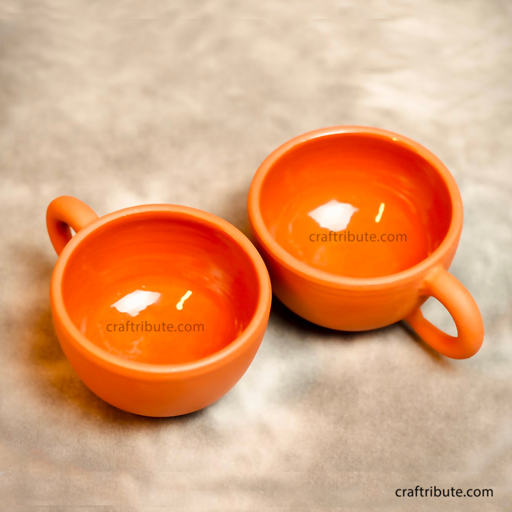 Terracotta handcrafted coffee ug set