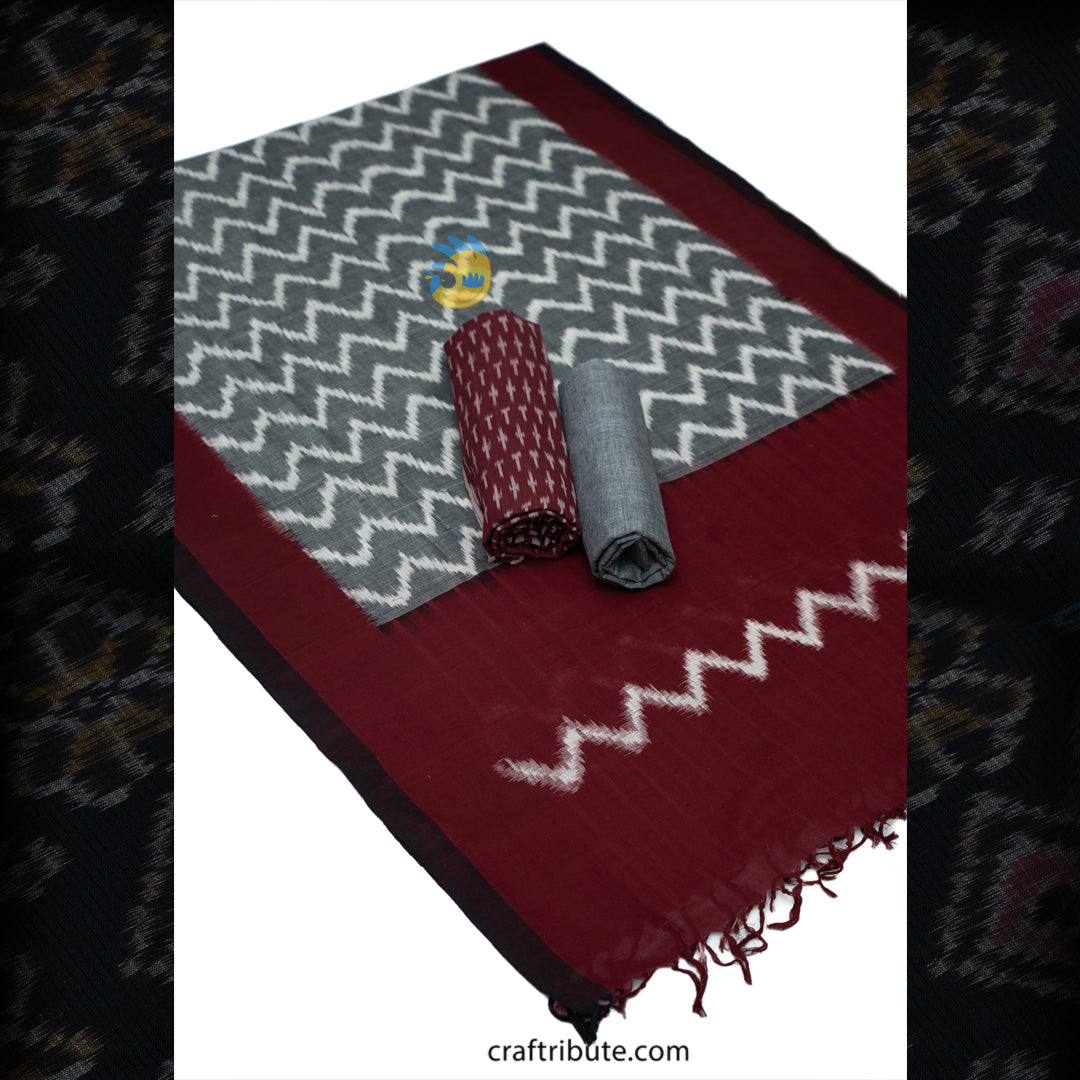Craftribute Pochampally Dress Material | 100% Cotton | Handwoven