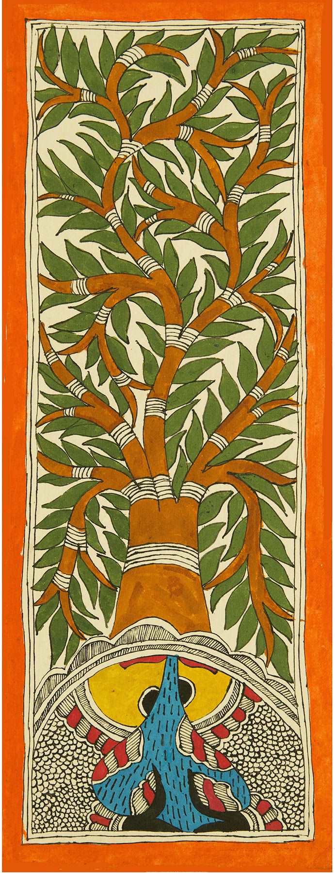 Madhubani Painting – Tree (Brown & Green)