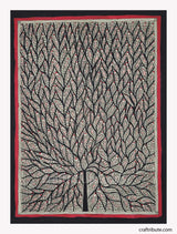 Madhubani Painting – Tree of Life (Black & Red)