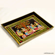Tikuli Art handpainted Wooden Tray with attractive design. Friends having a picnic under the tree