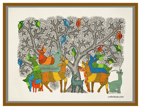 Gond Painting – Colourful Deer